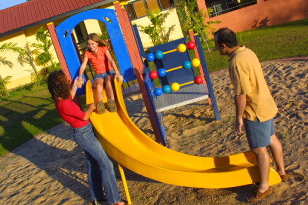 Open parkland and playground equipment